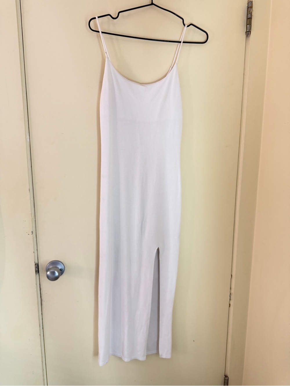 Women's White Slip Dress with Side Slit